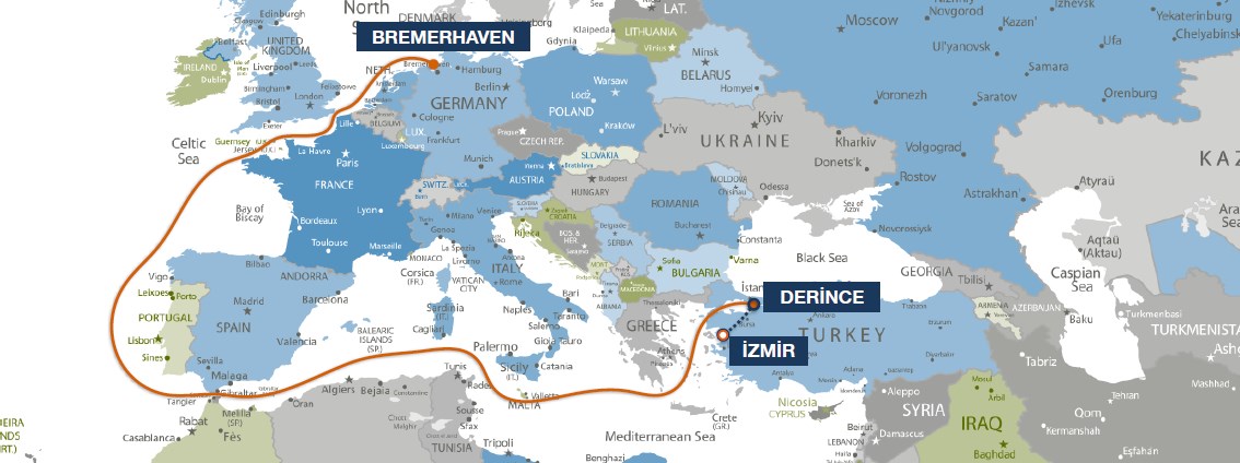 Izmir, Turkey - Bremerhaven, Germany