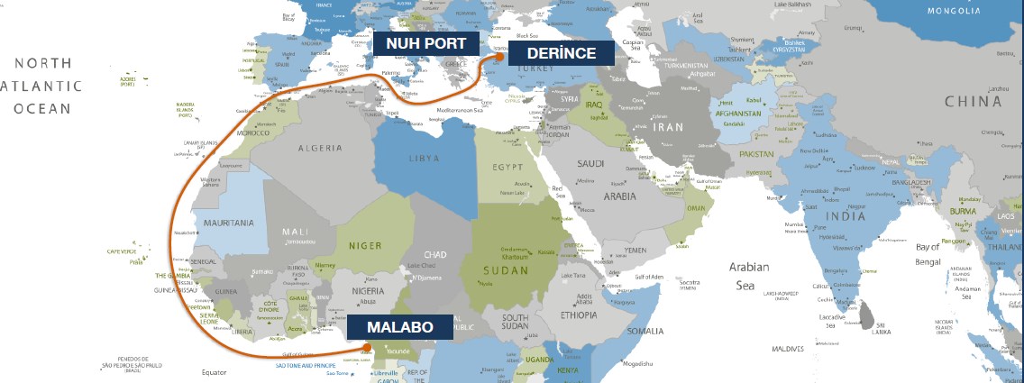 Nuh Port + Derince, Turkey - Malabo, Equatorial Guinea