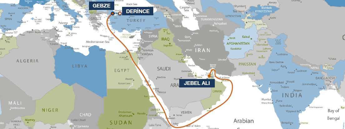 Gebze, Turkey - Jebel Ali, UAE